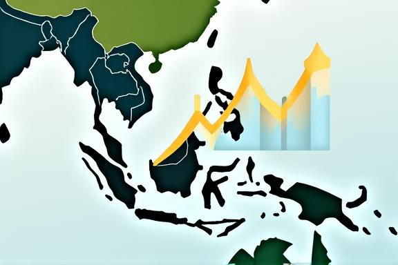 東南アジアの地図上でビジネスが成長している様子を示すグラフ