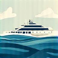 波を乗り越えて進む船のイラスト